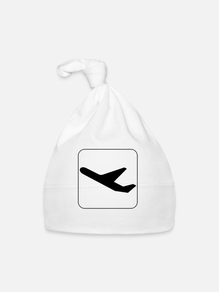 Symbol Abflug - Start - Departure - Baby Bio-Mütze - Weiß - Vorne