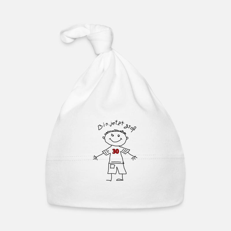 Geburtstagsshirt "bin jetzt groß" 30ter Geburtstag - Baby Bio-Mütze - Weiß