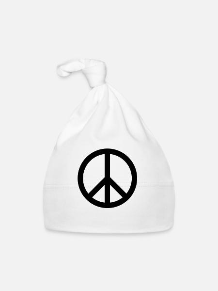 Peace-Zeichen / Peace - Baby Bio-Mütze - Weiß - Vorne