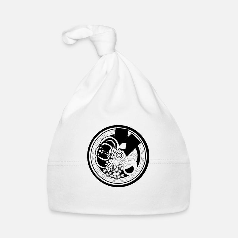 motif japonais - Bonnet bio Bébé - blanc