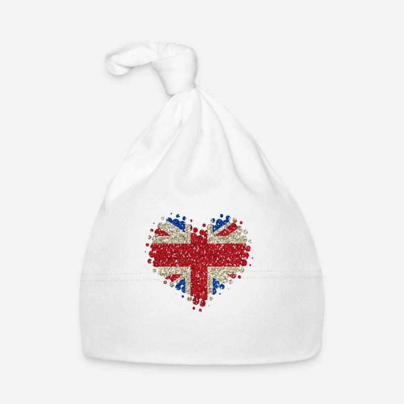 J'adore la Grande-Bretagne - Union Jack Angleterre - Bonnet bio Bébé - blanc