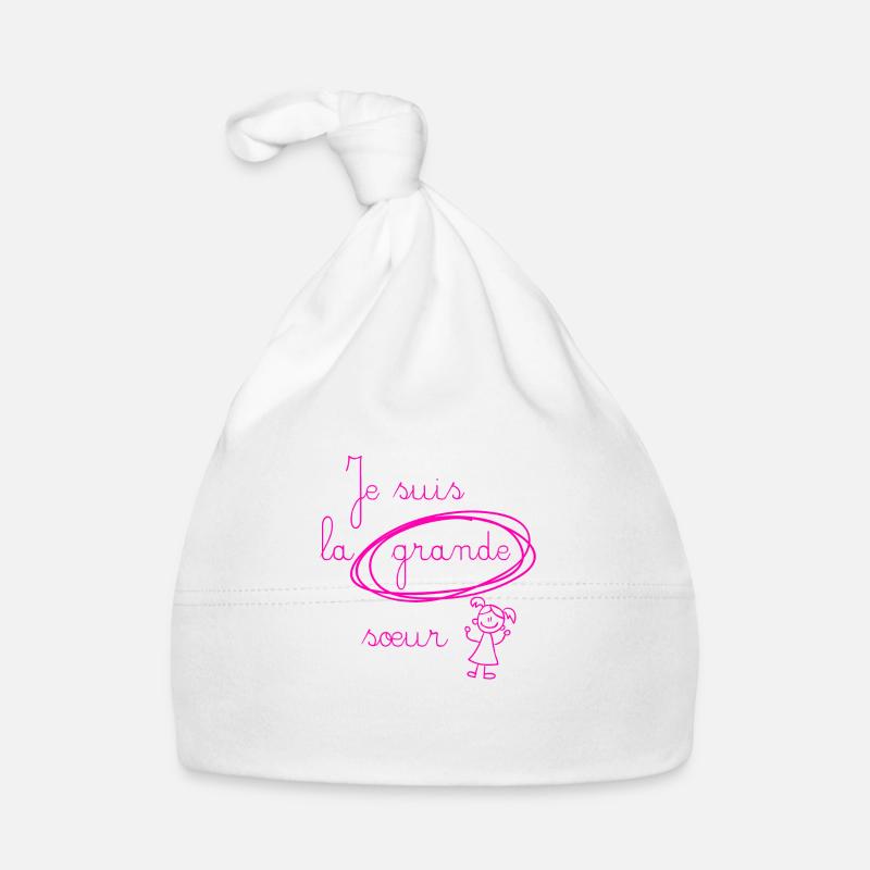 Je suis la grande soeur - version rose - Bonnet bio Bébé - blanc