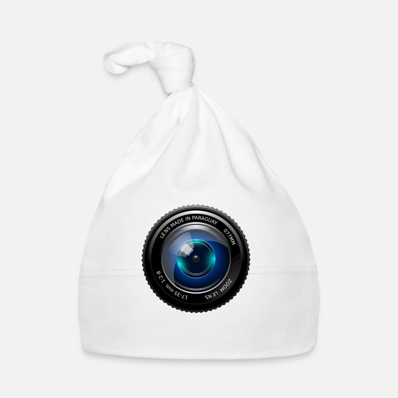 objectif de la caméra - Bonnet bio Bébé - blanc