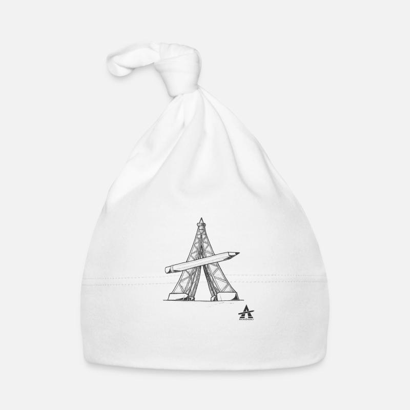 Tour Eiffel Crayon - Bonnet bio Bébé - blanc