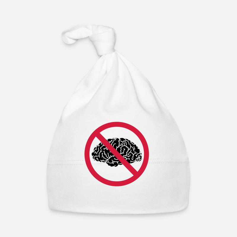 no brains allowed - Organic Baby Cap - white