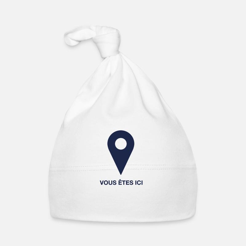 Vous êtes ici - bleu foncé - Bonnet bio Bébé - blanc