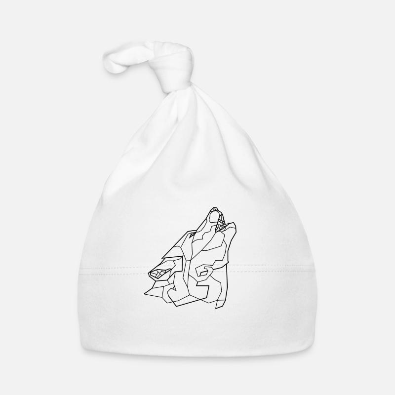 loup hurlant - Bonnet bio Bébé - blanc