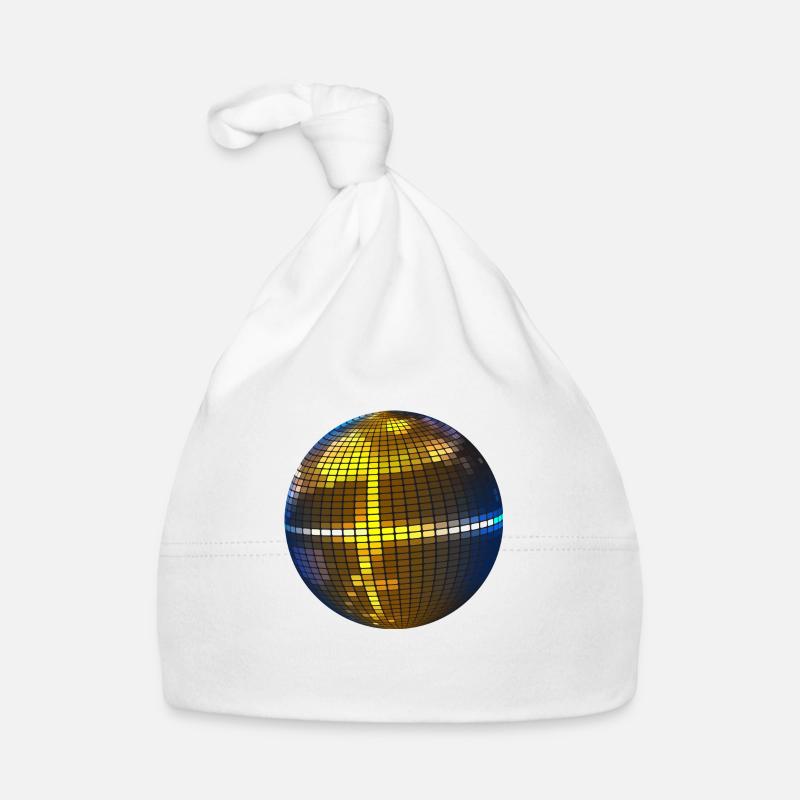 Disco ball - Organic Baby Cap - white