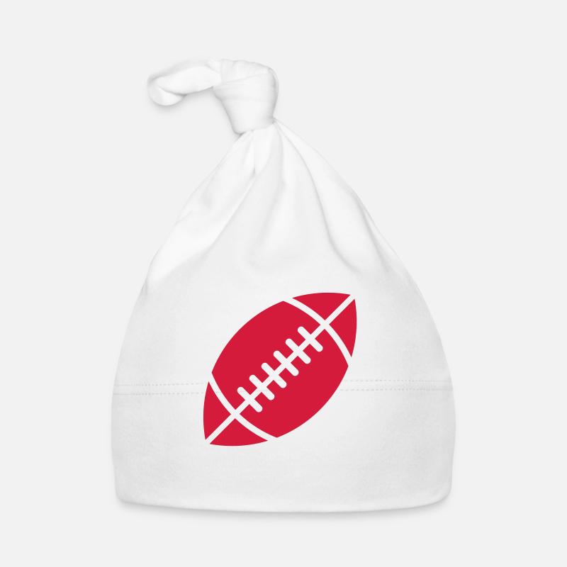 FR - îcone du ballon de rugby - Bonnet bio Bébé - blanc