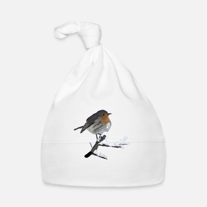 Rotkehlchen Winter Vogel Geschenk Schnee kalt Idee Baby Bio-Mütze