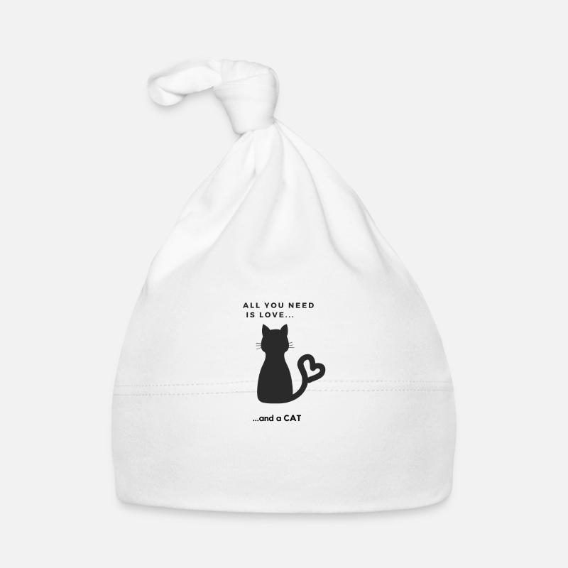 Süßes Katzen Design - Baby Bio-Mütze - Weiß