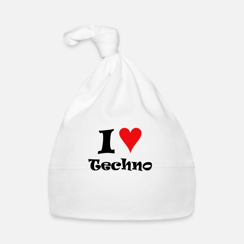 I love Techno - Baby Bio-Mütze - Weiß