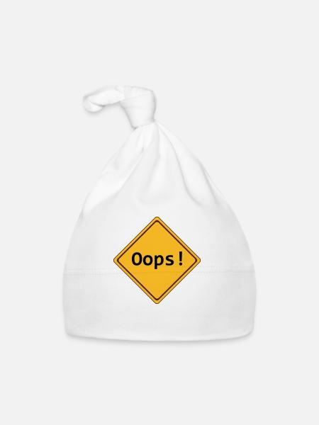 error, oops!, anpassbar - Baby Bio-Mütze - Weiß - Vorne