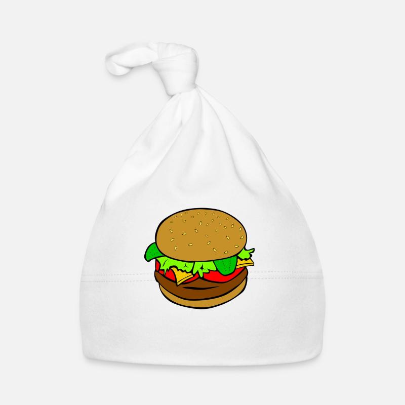 Burger Hamburger idée cadeau repas de restauration rapide - Bonnet bio Bébé - blanc