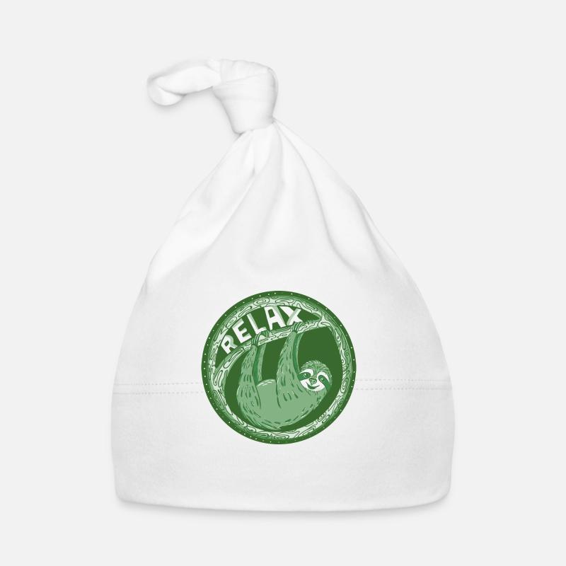 RELAX - pale green sloth Organic Baby Cap