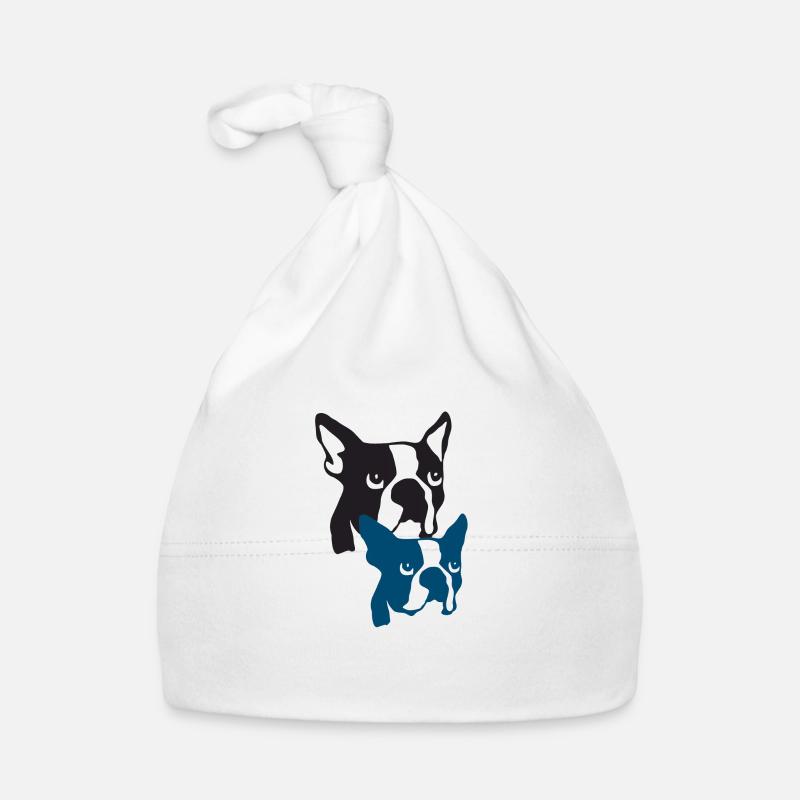 Boston Terrier Bone Tiger - Organic Baby Cap - white