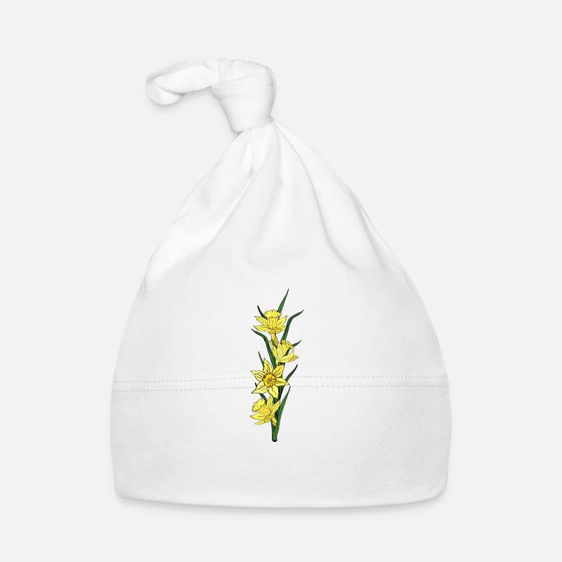 Valentine's Day Easter Birthday Wedding Daffodils - Organic Baby Cap - white