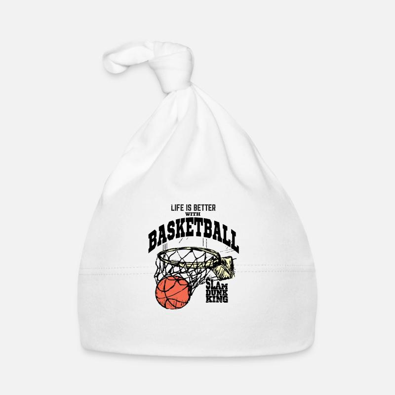 La vie est meilleure avec Basketball: Slam dunk Roi - Bonnet bio Bébé - blanc