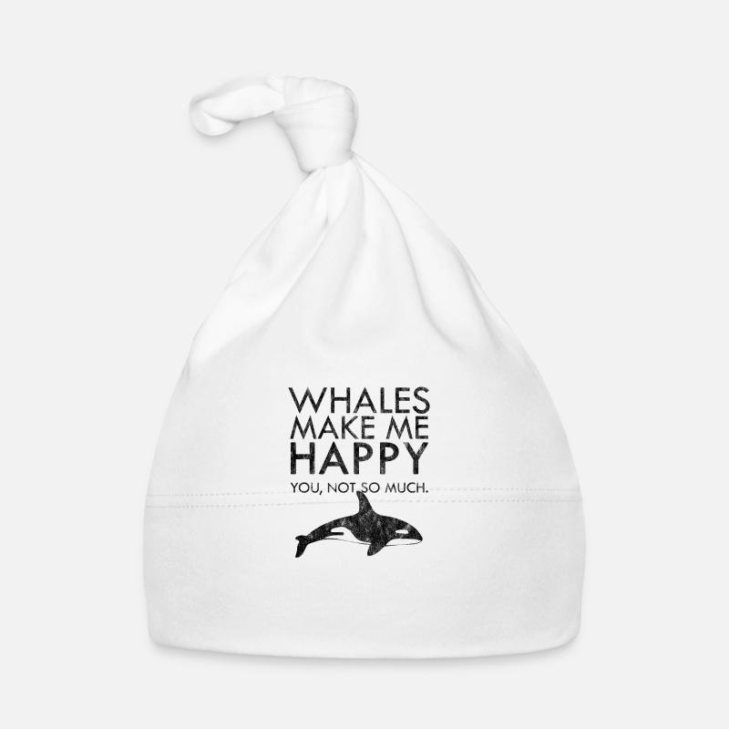 Les baleines me rendent heureux idée cadeau de fruits de mer Wal - Bonnet bio Bébé - blanc