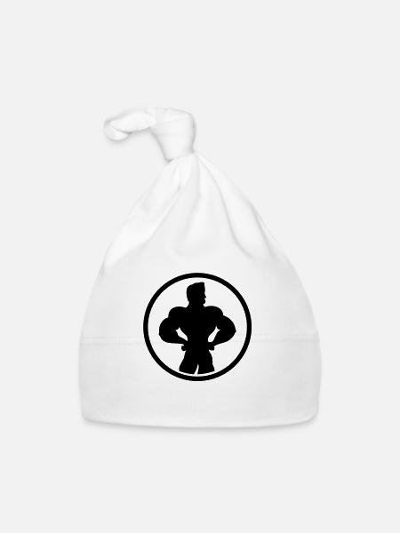 bodybuilding_logo_f1 - Bonnet bio Bébé - blanc - Devant