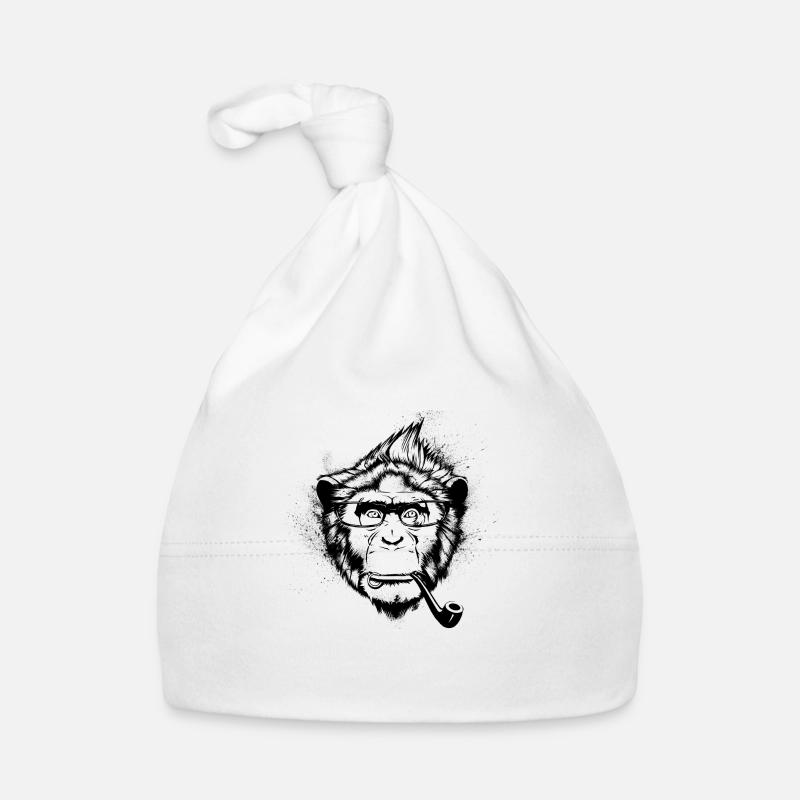 Ironic Chimp - Organic Baby Cap - white