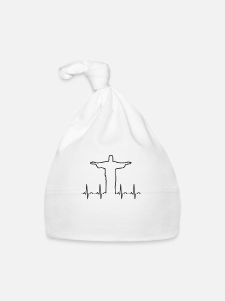 Jesus Christus Herzschlag (schwarz) - Baby Bio-Mütze - Weiß - Vorne
