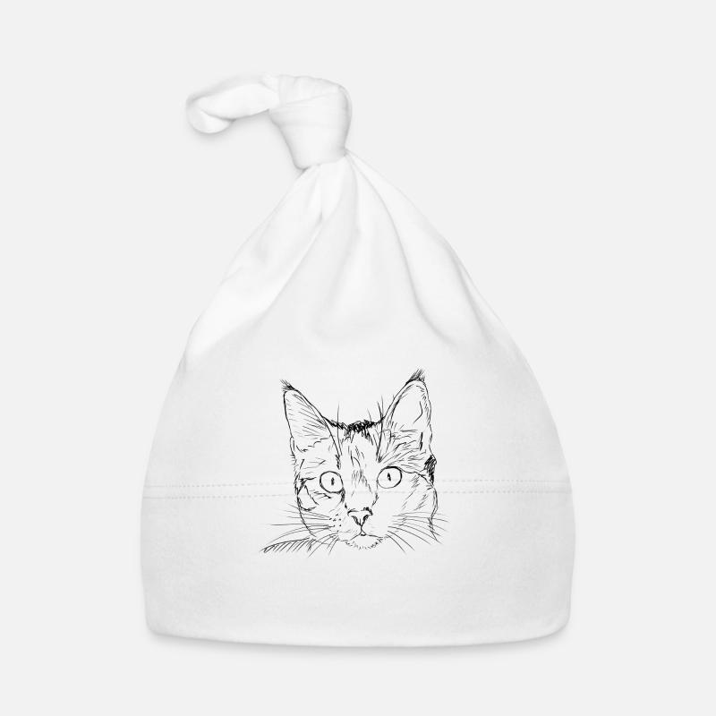 Katze - Baby Bio-Mütze - Weiß
