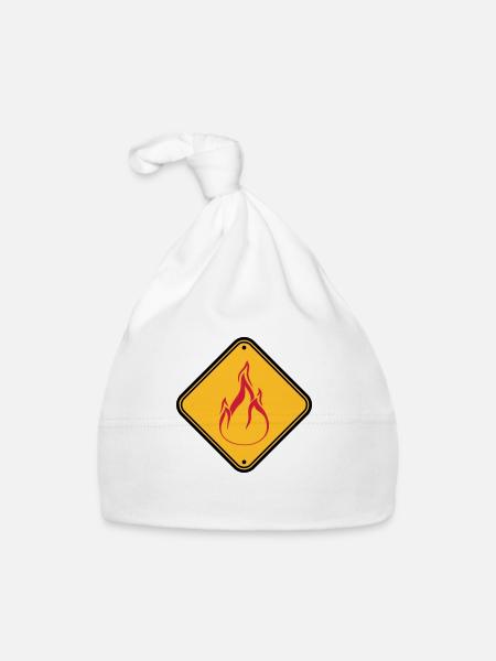 schild hinweis warnung achtung vorsicht gefahr feu - Baby Bio-Mütze - Weiß - Vorne