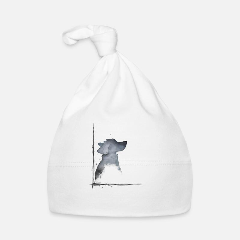 Chien à l’aquarelle - Bonnet bio Bébé - blanc