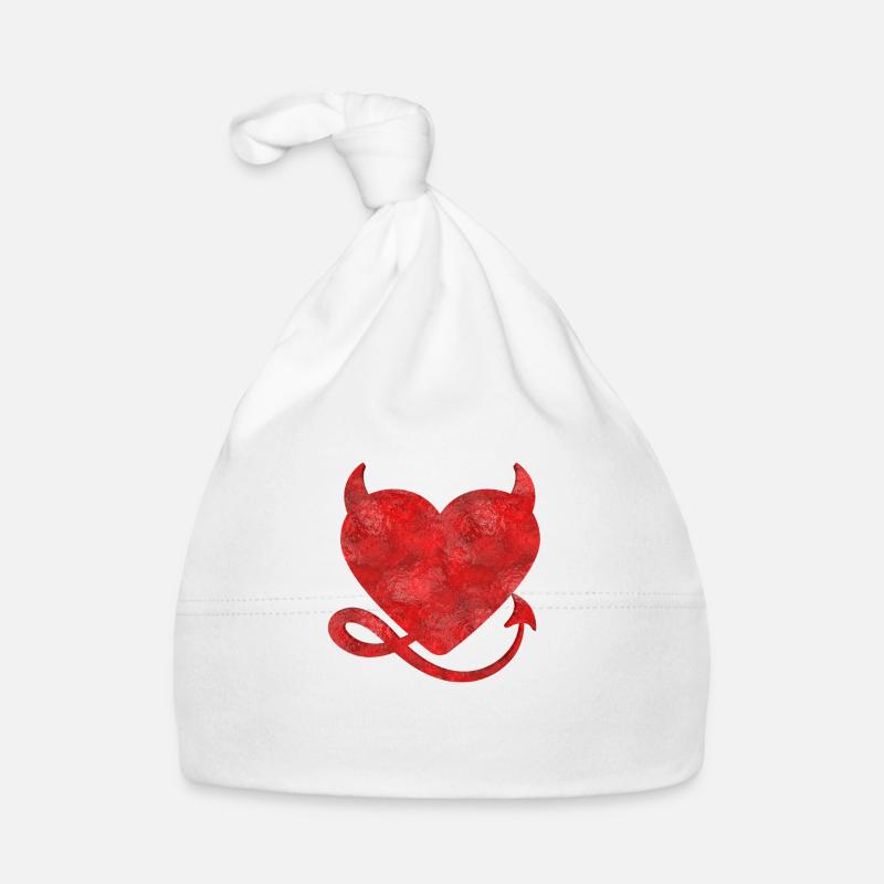 Coeur de diable avec le design de cornes - Bonnet bio Bébé - blanc