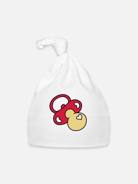 tetine coeur - Bonnet bio Bébé - blanc - Devant