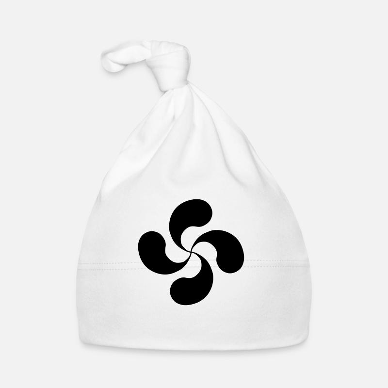 Croix Basque oldshool lauburu - Bonnet bio Bébé - blanc