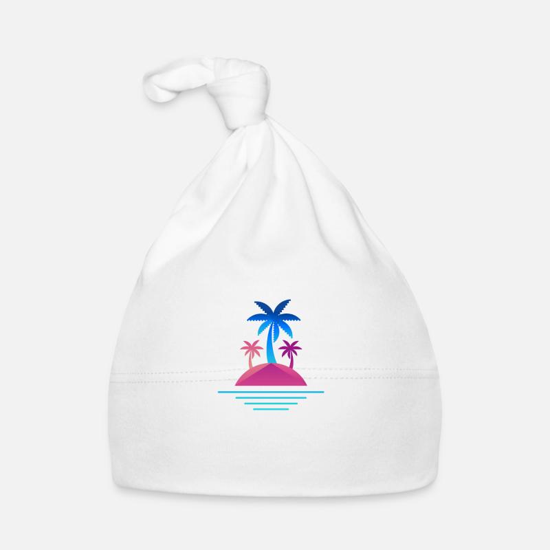 Insel Palmen Design Auszeit Baby Bio-Mütze