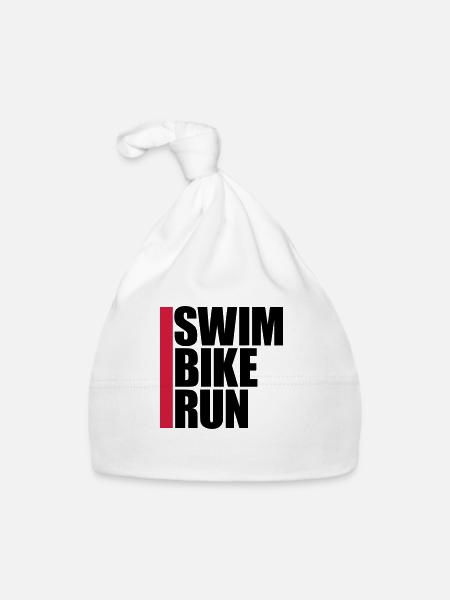 sport logo swim bike run text triathlon marathon a - Organic Baby Cap - white - Front