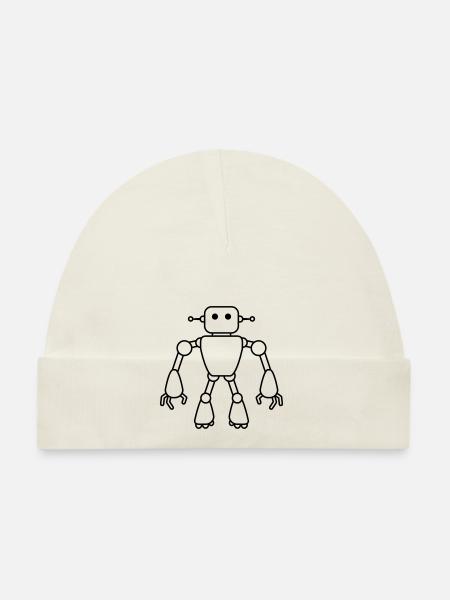Robot Man - Baby Bio-Mütze - Weiß - Vorne
