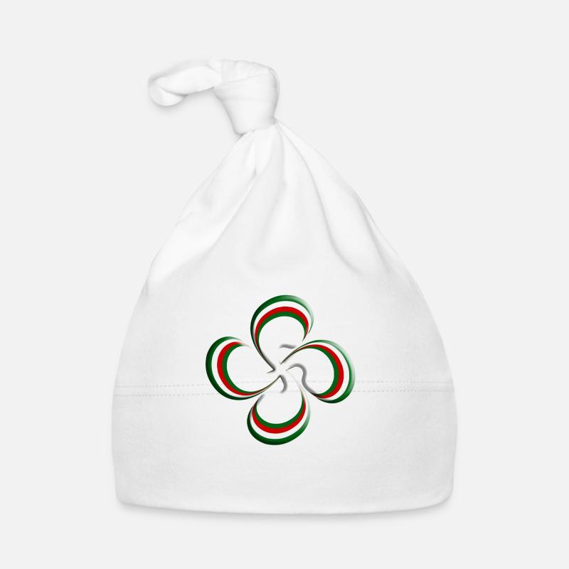 Croix Basque Lauburu - Bonnet bio Bébé - blanc