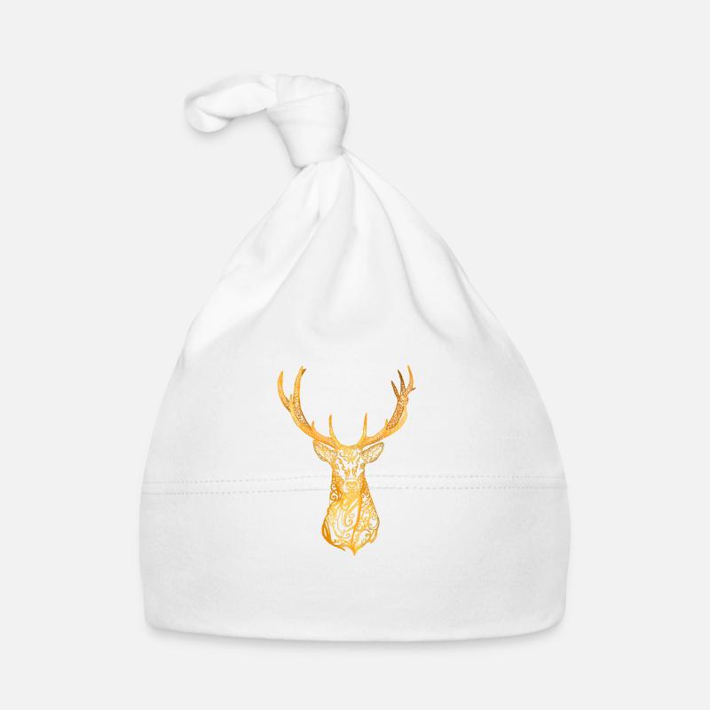 Deer head - Organic Baby Cap - white