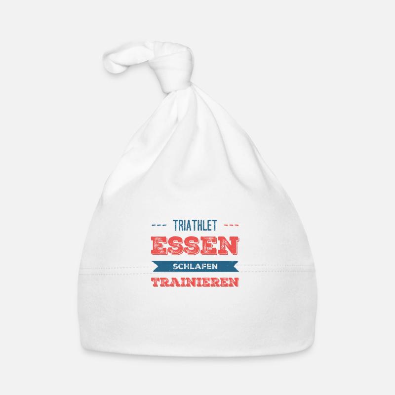 Triathlète manger dormir - Bonnet bio Bébé - blanc