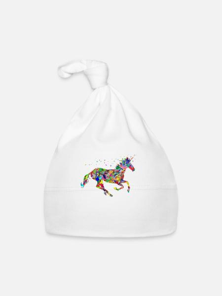 EINHORN Bunt - Baby Bio-Mütze - Weiß - Vorne