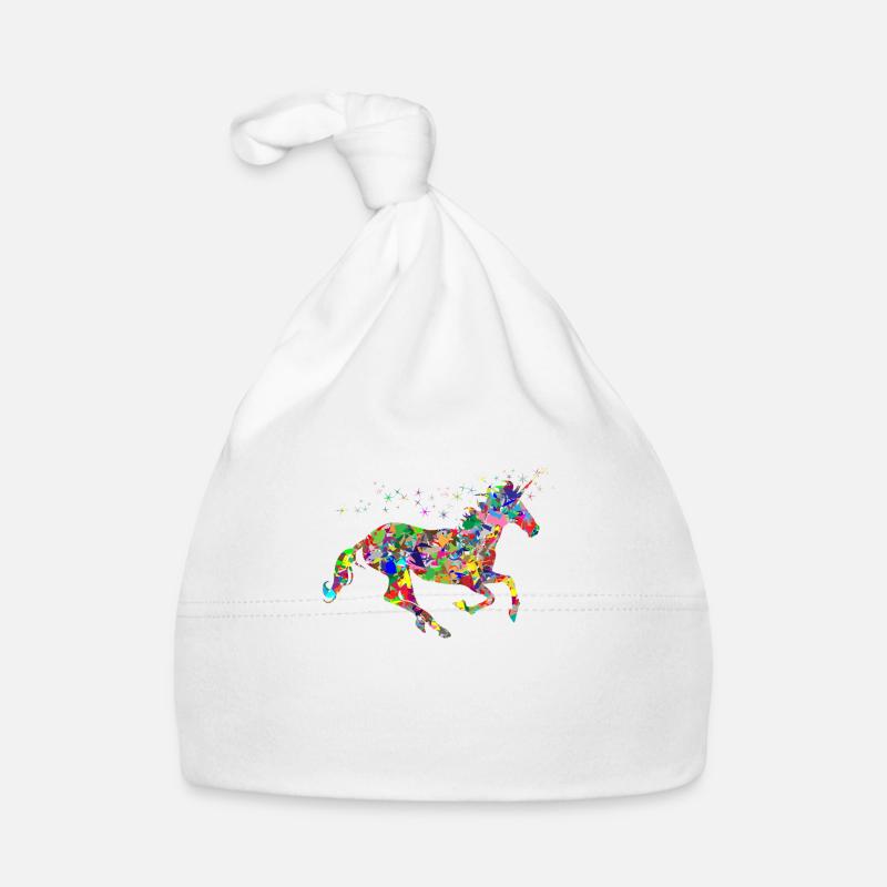 EINHORN Bunt - Baby Bio-Mütze - Weiß