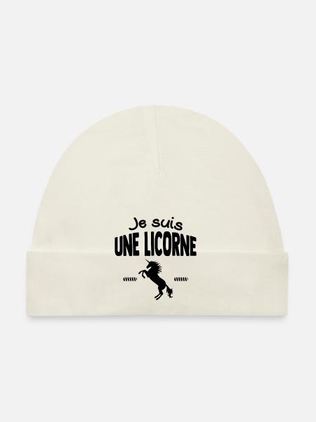 Je suis une licorne - Bonnet bio Bébé - blanc - Devant