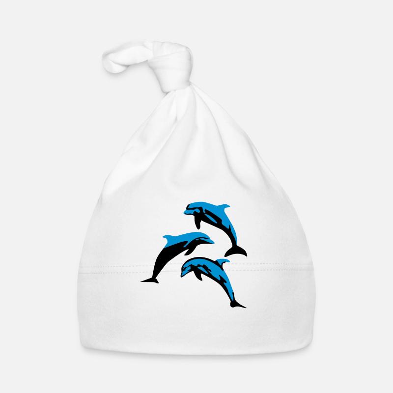 Delfin, Delfine - Dolphin - Baby Bio-Mütze - Weiß