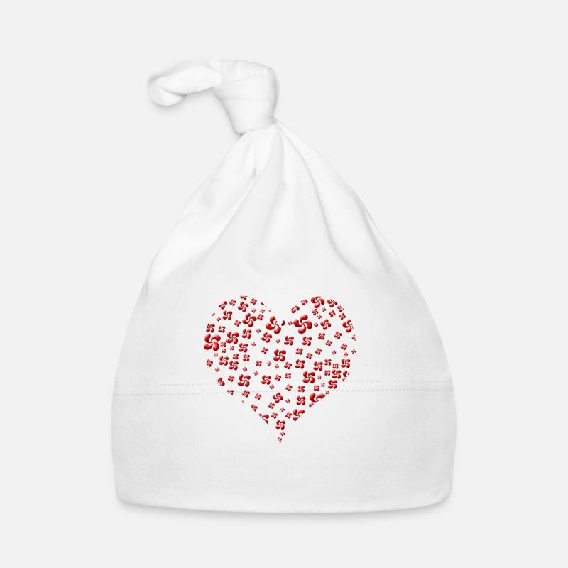 Croix Basque love - Bonnet bio Bébé - blanc