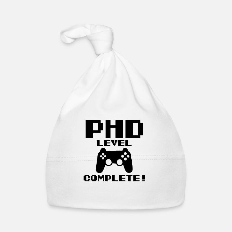 Phd Level Completet Gamer Final Cadeau - Bonnet bio Bébé - blanc