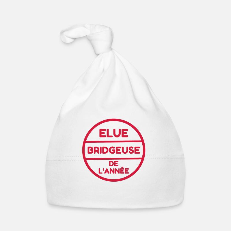bridge / bridgeur / bridgeuse / cartes - Bonnet bio Bébé - blanc
