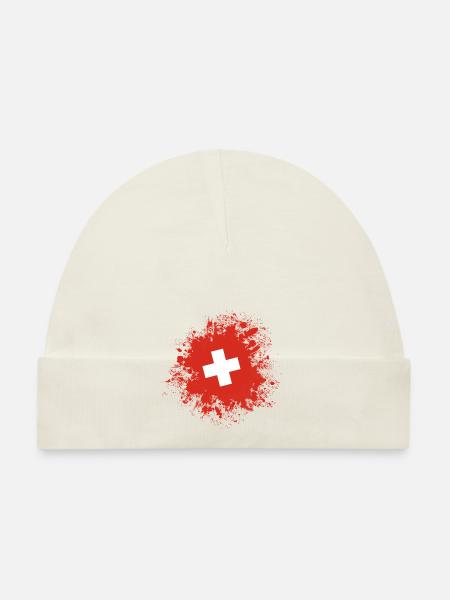 swiss flag design - Baby Bio-Mütze - Weiß - Vorne