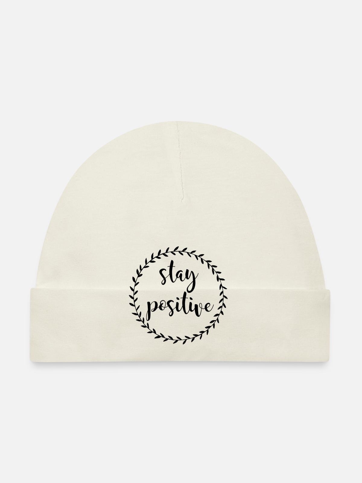 Stay Positive - Bonnet bio Bébé - blanc - Devant