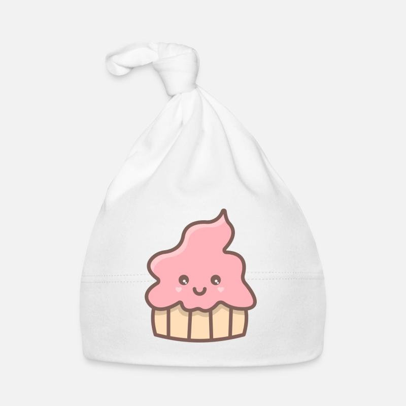 Petit gâteau muffin mignon doux sucré avec visage Bonnet bio Bébé