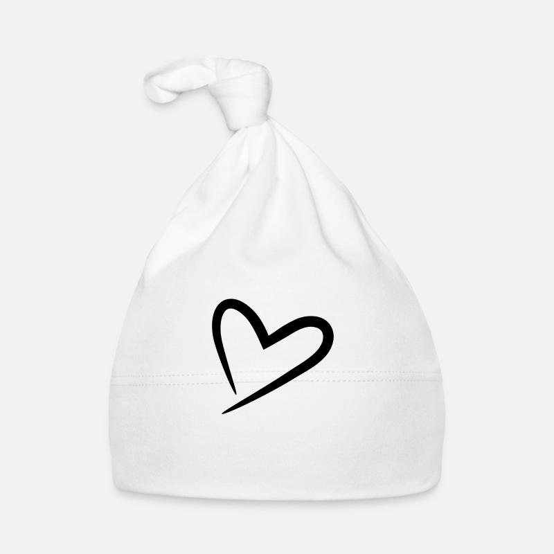 cœur - Bonnet bio Bébé - blanc