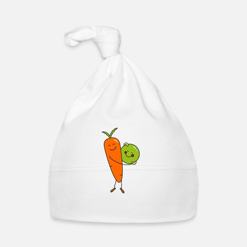 Carotte et petits pois - Bonnet bio Bébé - blanc